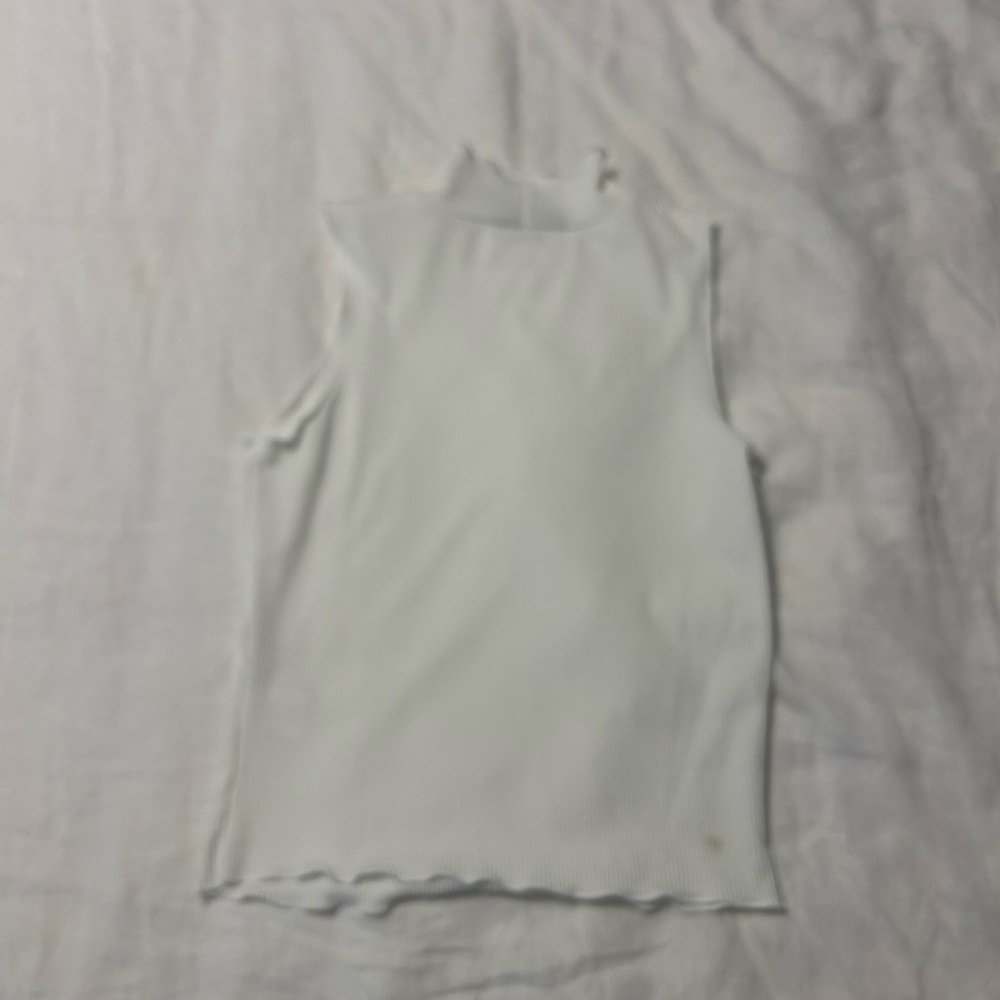 White Sleeveless Ribbed Top